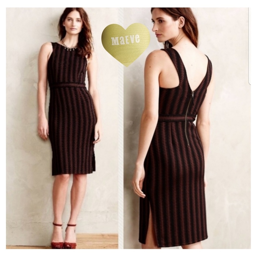 Anthropologie Maeve Brown Black Side Slit